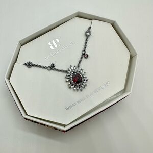 January 2026 Bomb Party Necklace Garnet CZ in Hematite NK48554 Glam Is A Given